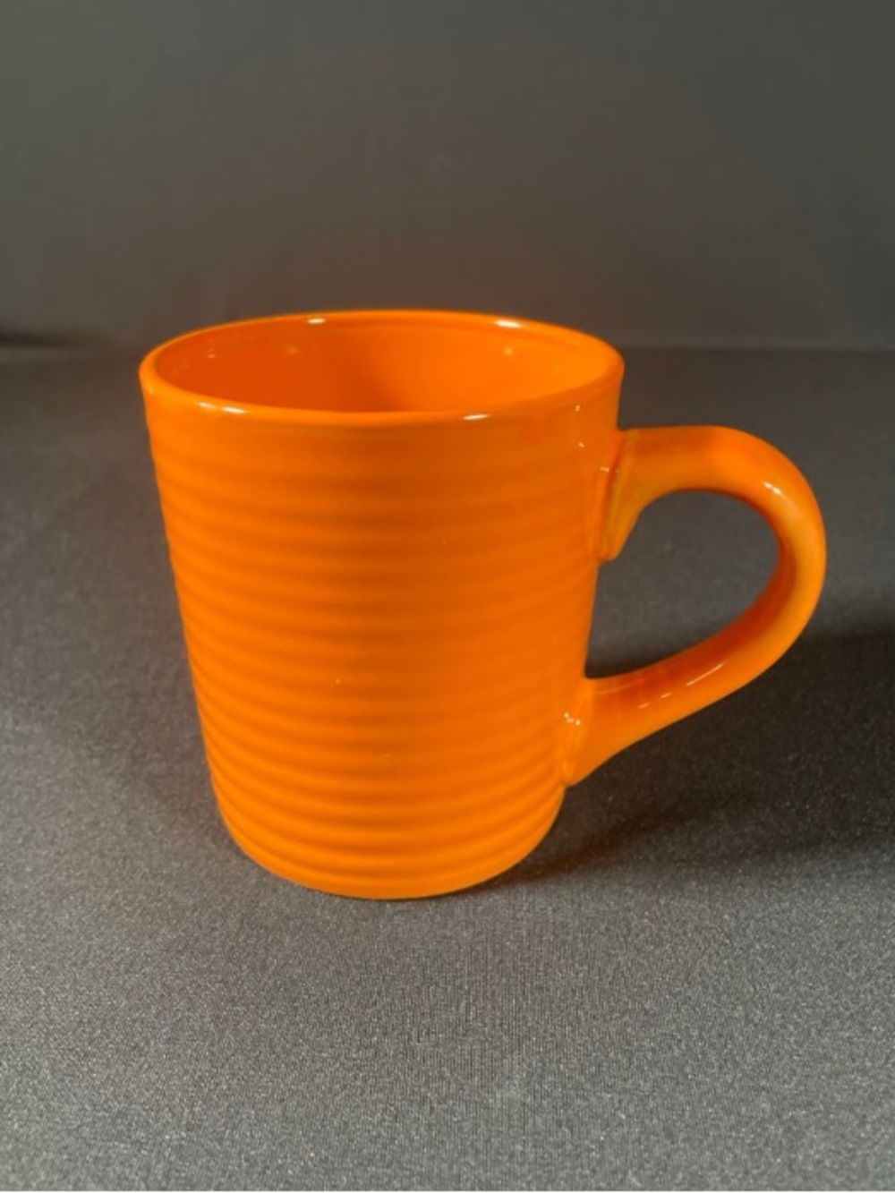 Bright Orange Ribbed Ceramic Mug - Unknown Brand